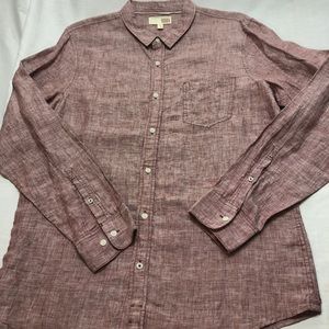 NWOT 1901 dark red linen long-sleeve shirt sz XL